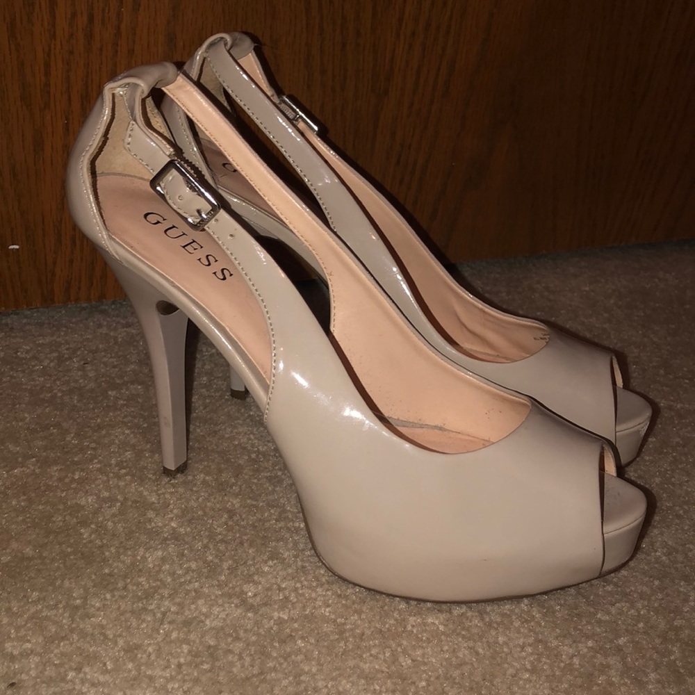 Nude patent peep toe 5”heel